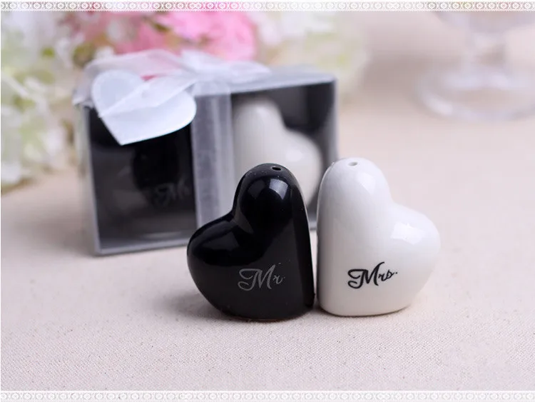 Лидер продаж в форме сердца &quotMr &amp миссис шейкер для соли и перца свадебный