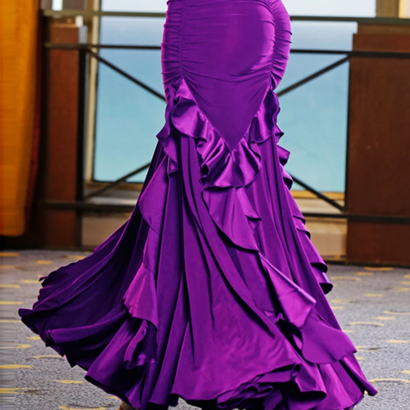 

Modern dance skirt match new ballroom dance skirt ruffle lotus hem