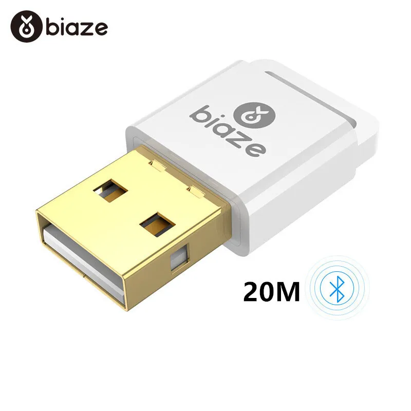 New White Беспроводные USB Bluetooth адаптеры Biaze 4,0 USB Bluetooth Донгл телефон музыкальный Bluetooth передатчик приемник для ПК ноутбук компьютер - Цвет: New White