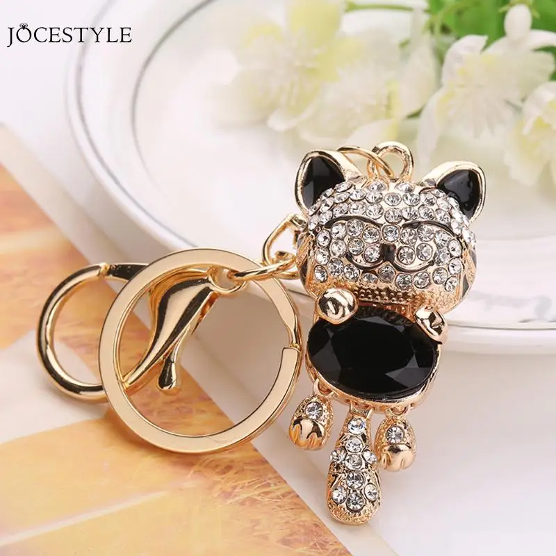 Женский брелок с кристаллами в виде кошки|fashion key ring|key ringcat keychain |