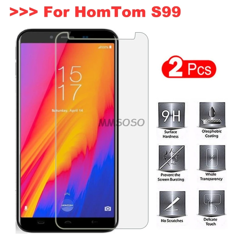 2 шт. Стекло HOMTOM S99 Экран протектор Закаленное для 9 H 2.5D взрывозащищенные анти