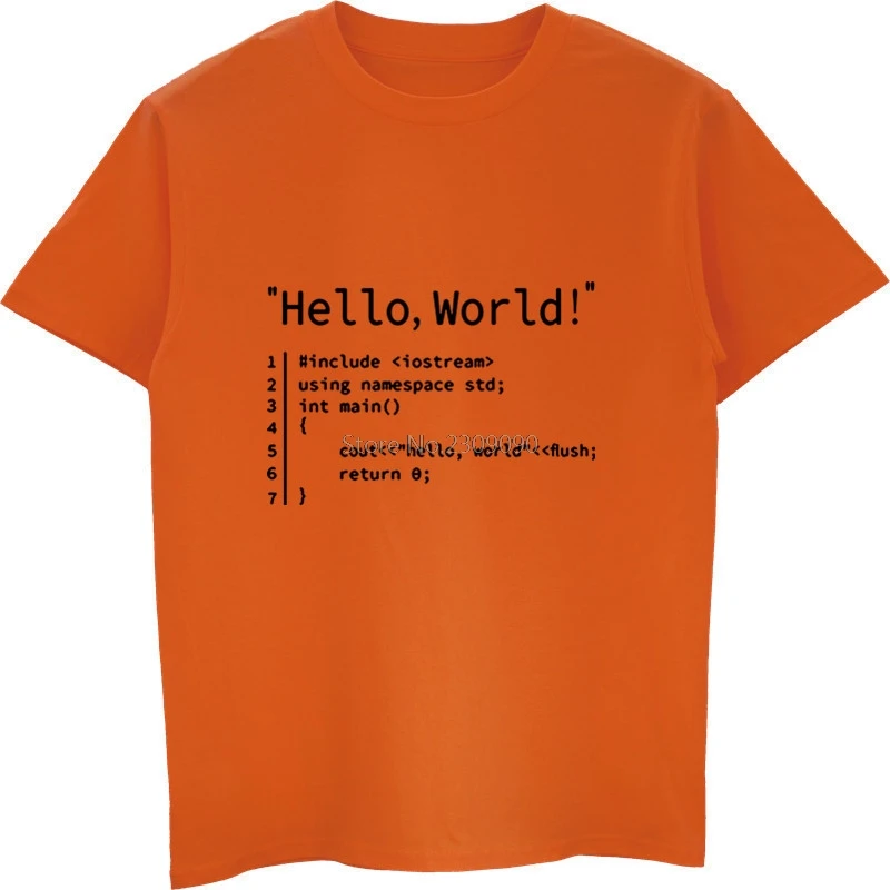 Футболка мужская с коротким рукавом Hello World модная тенниска из хлопка