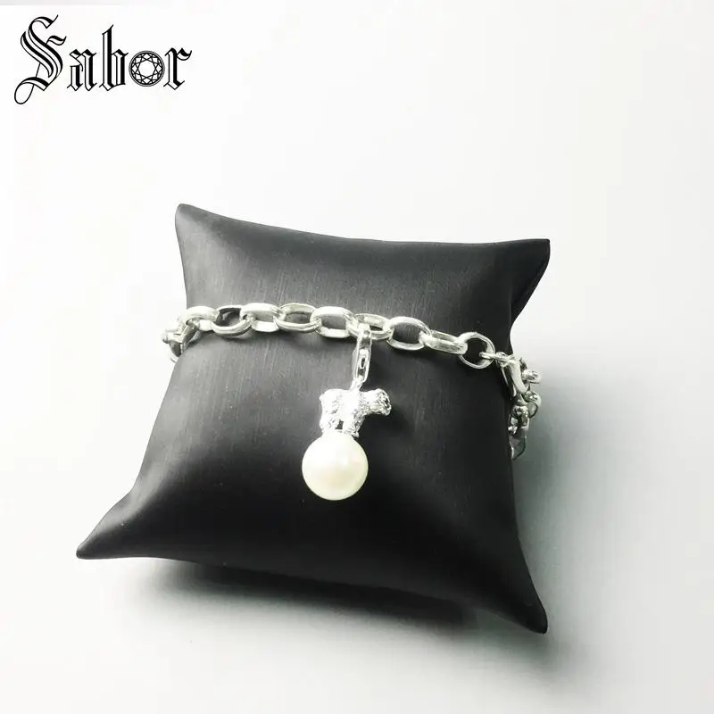 thomas Polar Bear With Pearl Charm Europe Jewelry For Women 2020 Gift Silver color plated Fit Bracelet jewellery charms | Украшения и