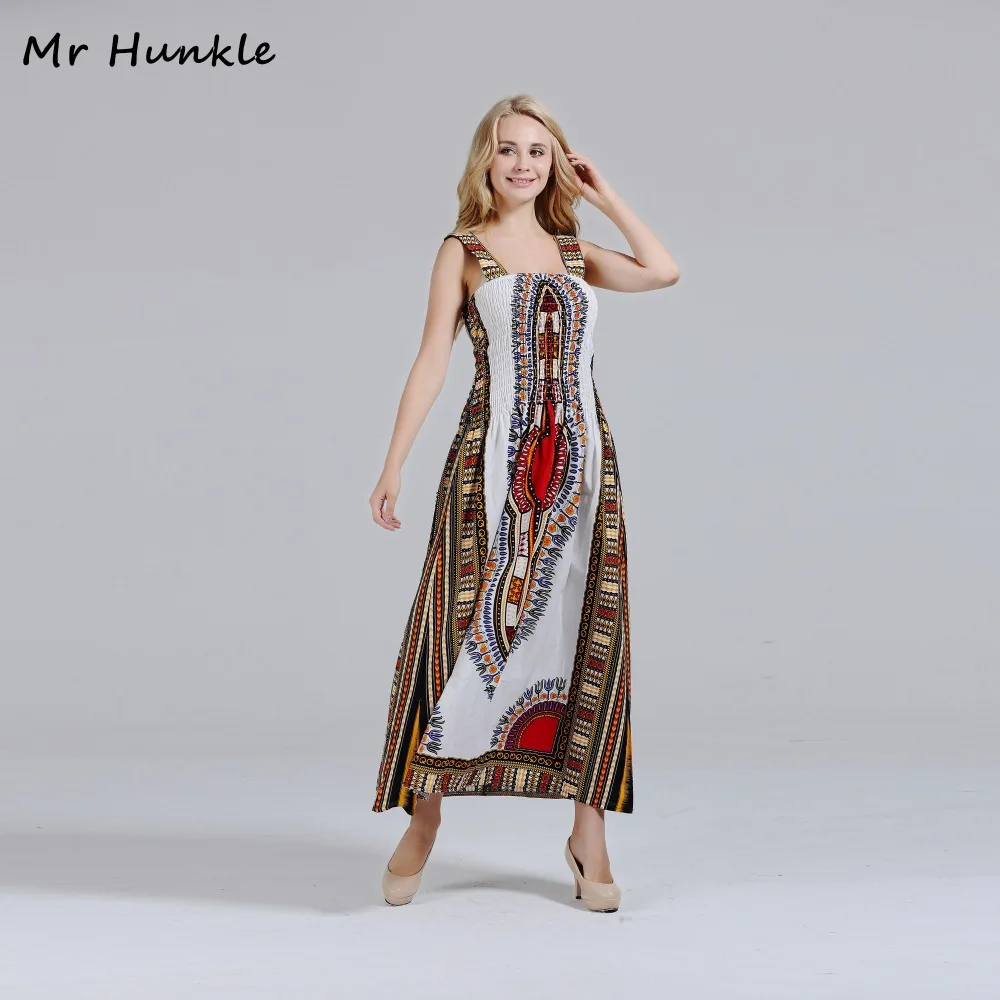 Женское платье макси Mr Hunkle на бретелях спагетти белые хлопковые платья Дашики с