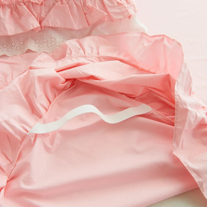 Лидер продаж 100% хлопок кружевные розовые комплекты постельного белья 4 шт.