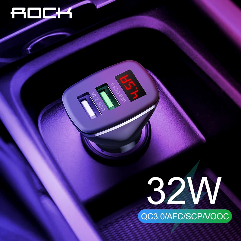 ROCK двойной зарядное устройство USB цифровой дисплей QC 3 0 для iPhone X 8 XS MAX 7 Xiaomi samsung