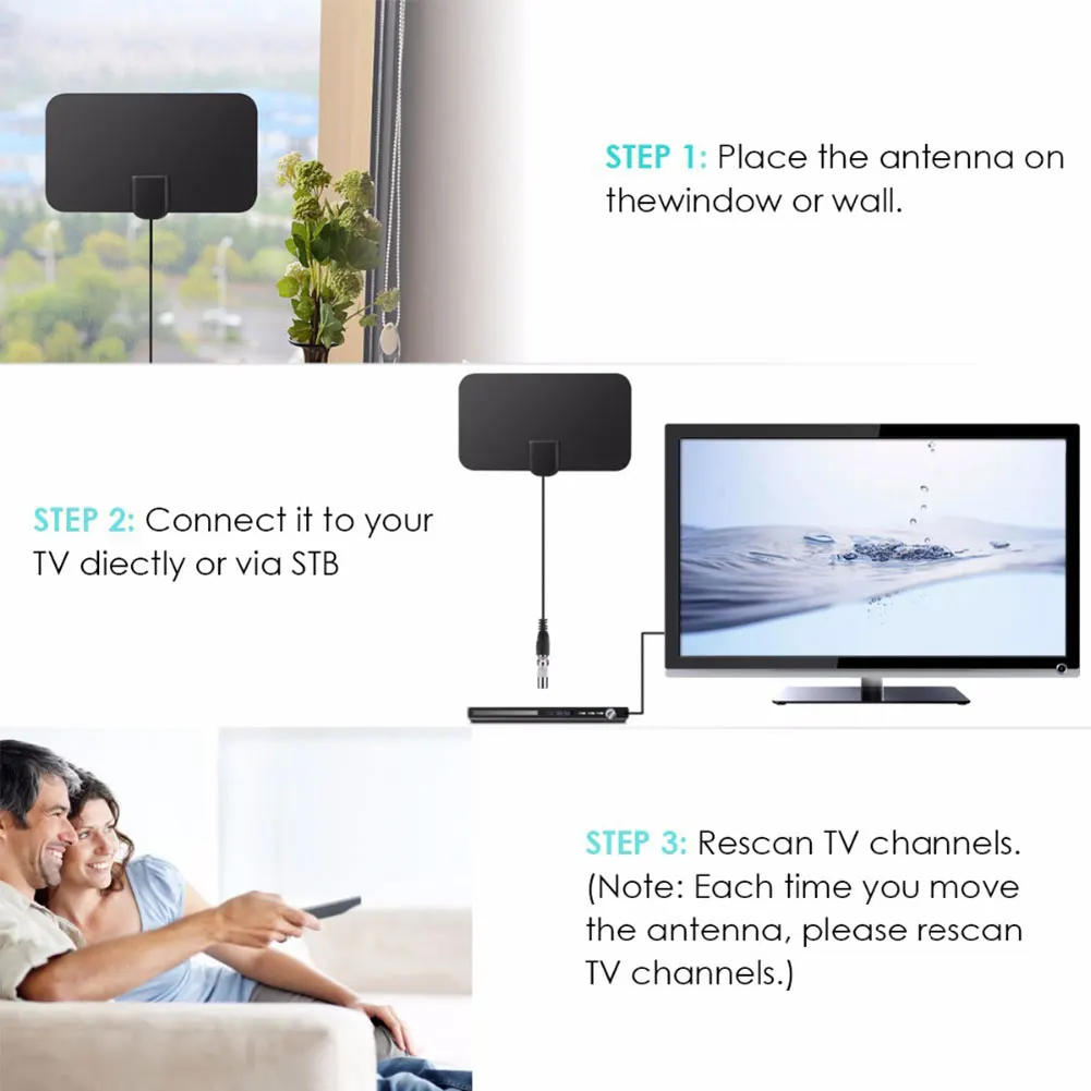 Новое поступление DVB-T2 50 миль 4K 1080P комнатная цифровая HD телевизионная антенна