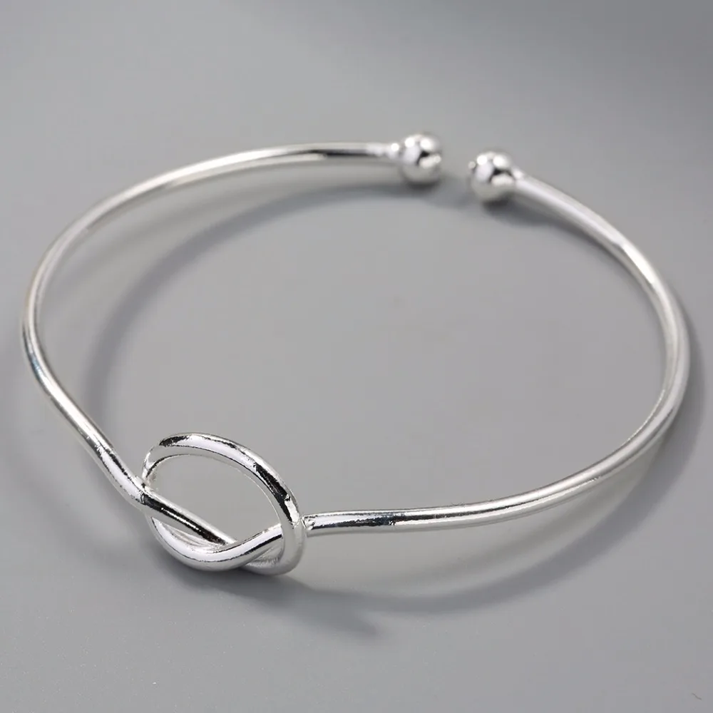 Женский Браслет манжета с узлом серебристого цвета|love cuff bracelet|bangle brandbracelets & bangles |