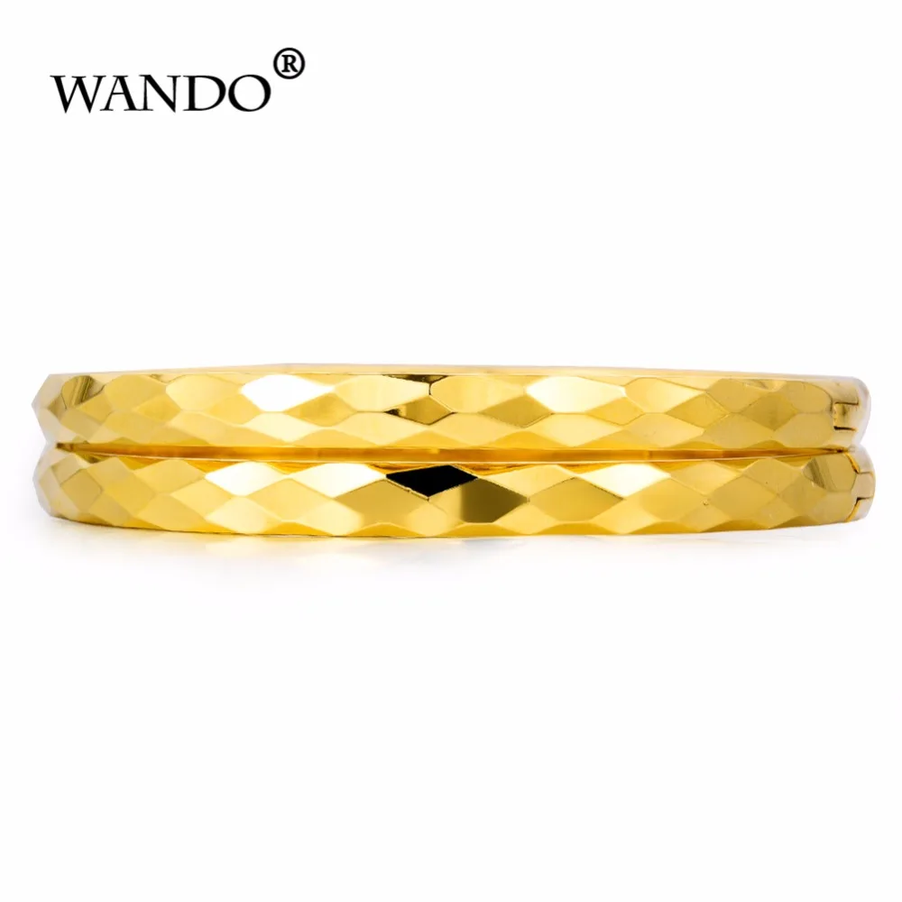 

WANDO 2pcs/lot can open Gold Bangle for Women Gold Dubai Bride Wedding Ethiopian Bracelet Africa Bangle Arab Jewelry wb96