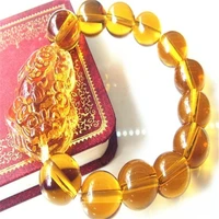 natural rainbow eye yellow glass bracelet pi yao pi xiu beads bracelet for good luck and fortune symbol fashion jewelry