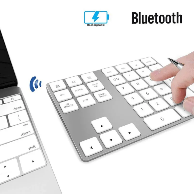 34 Keys Bluetooth Wireless Numeric Keypad Mini Numpad with More Function Keys Digital Keyboard For PC Macbook Number Pad Mini