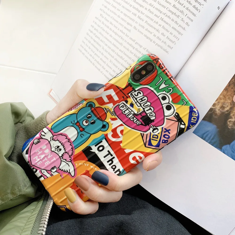 Брендовый чехол для iPhone X Xs Max Xr 7 8 Plus чемодана высококачественный из ТПУ 6 6s мягкий