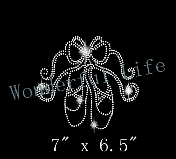 Free shipping Rhinestone Transfer Ballet Slippers with Ribbons Iron On Bling | Дом и сад