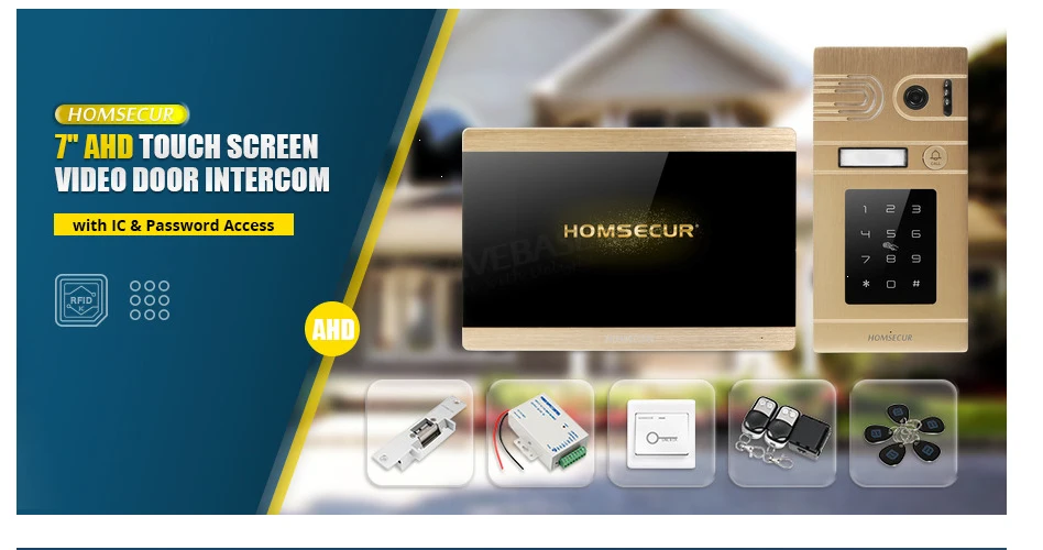 HOMSECUR 4 провода Hands-free AHD видео и аудио Домашний домофон с наружным контролем пароль брелок разблокировка BC071HD-G+ BM715HD-G