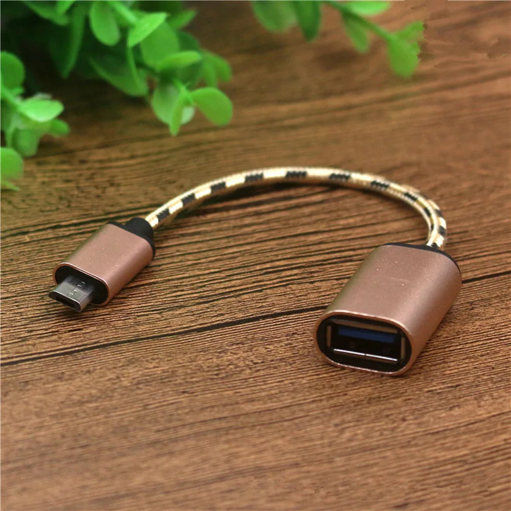 Микро USB к OTG адаптеру кабель штекер гнездо алюминий Android нейлон с функция