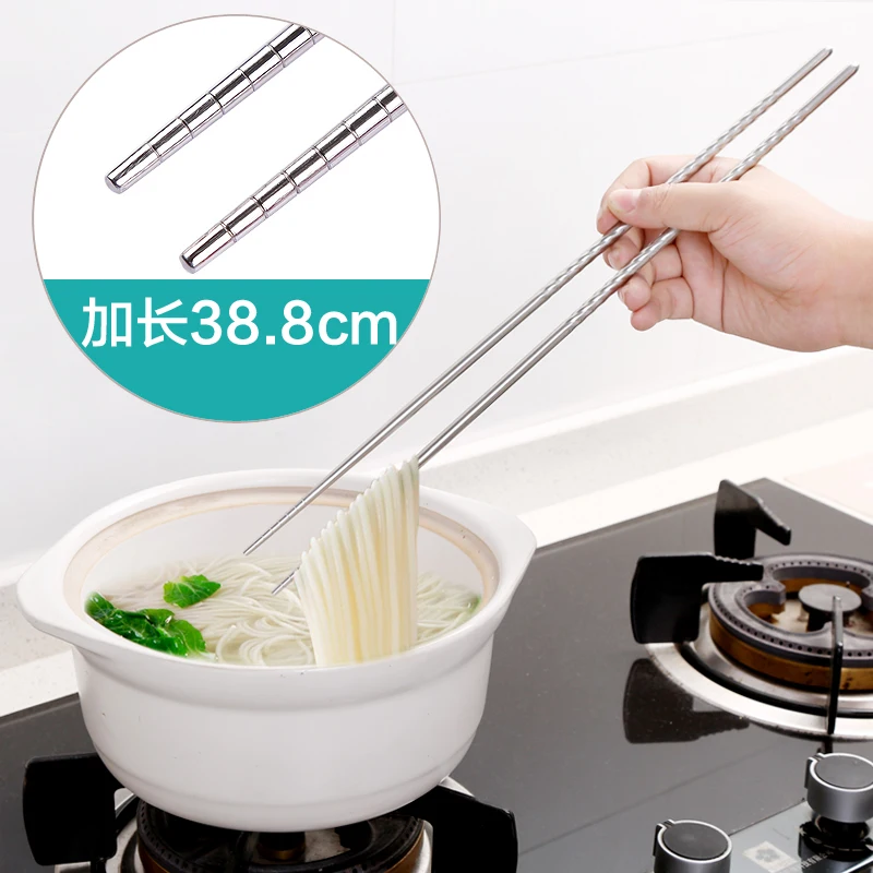 Длинные 38 8 см удлинение палочки для еды нержавеющая сталь одна пара Кухня Посуда