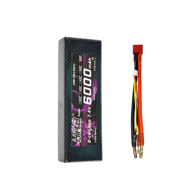2 шт. аккумулятор HRB RC Lipo 2S 7 4 в 6000 мАч 60C Max 120C жесткий чехол с разъемом типа банана