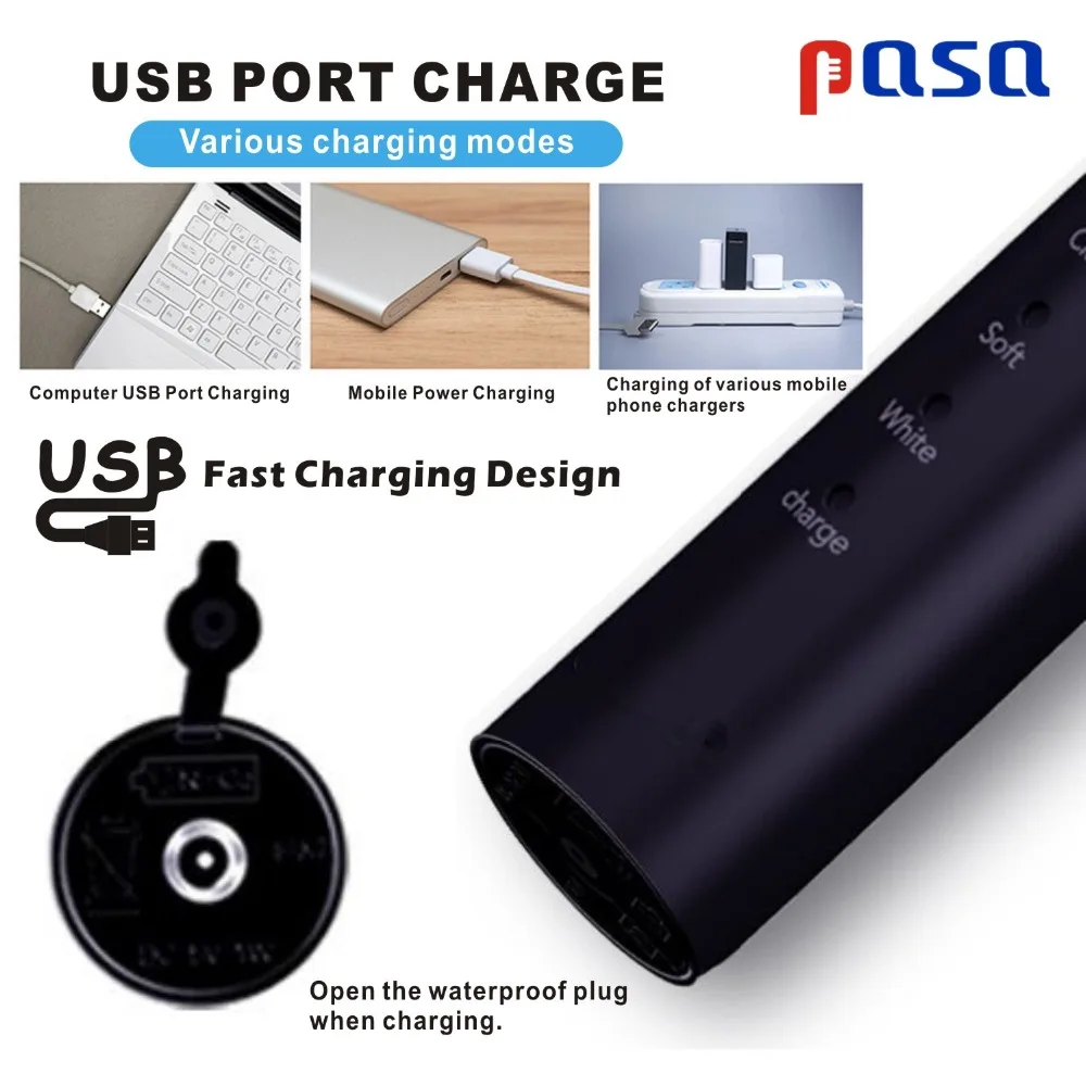Регулируемая электрическая зубная щетка USB-зарядка 4 шт. сменные головки таймер