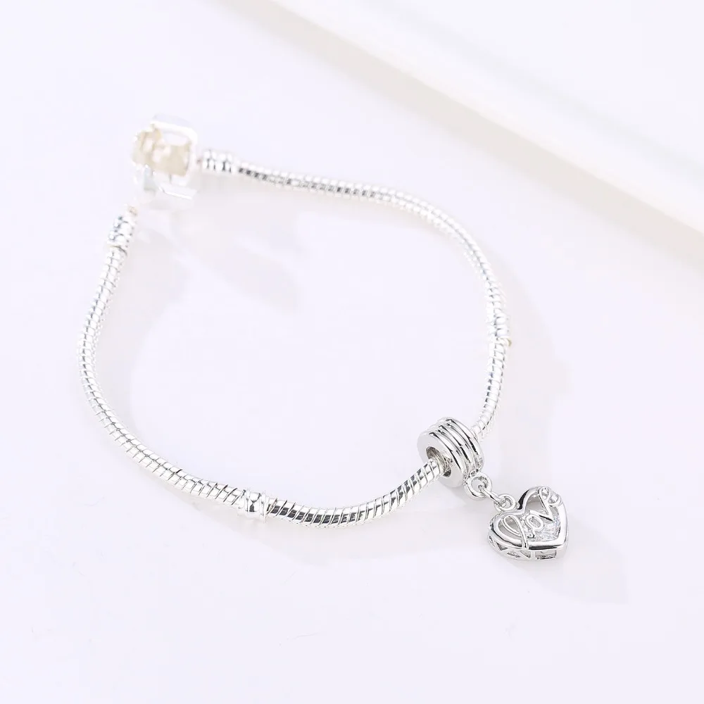 5PCS Jewelry Finding Big Crystal Heart Love Dangle Silver Plated Pendant Charm Fit DIY Original Bracelet Choker Couple | Украшения и