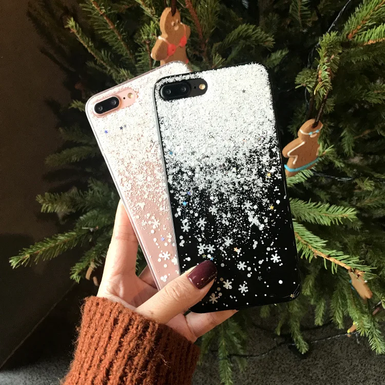 Роскошные Стразы с блестками Снежинка силиконовый чехол для iPhone 6 S 7 8 Puls X
