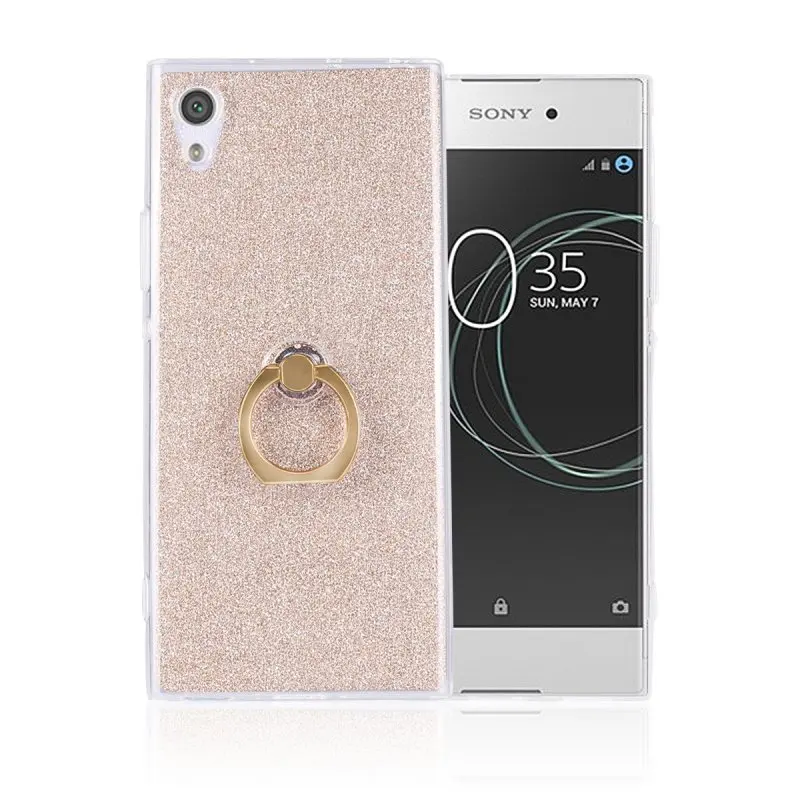 Case With Ring Holder for Sony Xperia XA1 C6 XA Ultra C5 C3 Back Cover Luxury Glitter Shell Gel Capinha Coque Capa Hoesjes Etui |