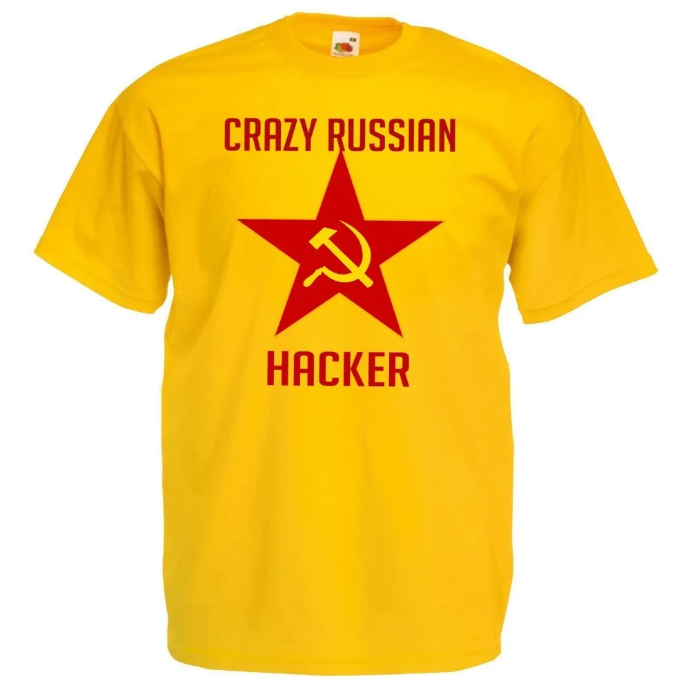 Желтый сумасшедшие русские хакерская футболка Hacktivist анонимным дизайн 2019 новая с
