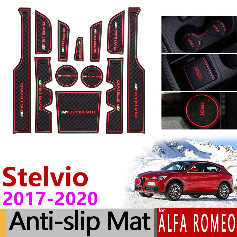 Противоскользящие резиновые коврики для ворот чашек Alfa Romeo Stelvio 2017 2018 2019 Q NRING Q4