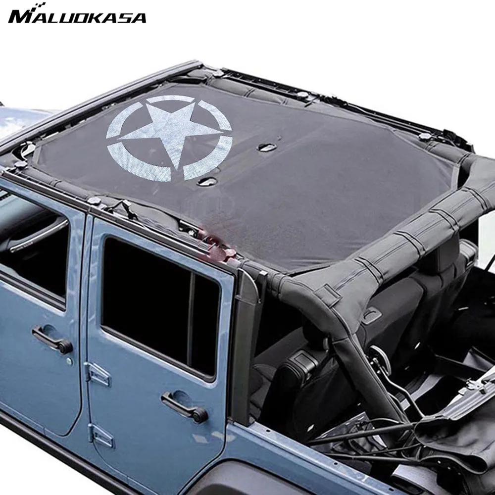 MALUOKASA For Jeep Wrangler JKU 4Doors Sun Shade Eclipse Top Cover Star Roof Mesh Star For Rubicon Sahara Sport Willys 2007