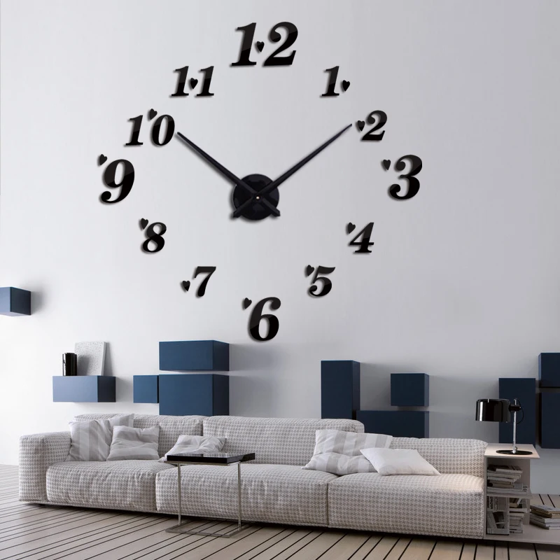  Hot Sale Home Decoration Wall Clock Design Acrylic Mirror Clocks Stickers accessories Living room|Настенные часы| |