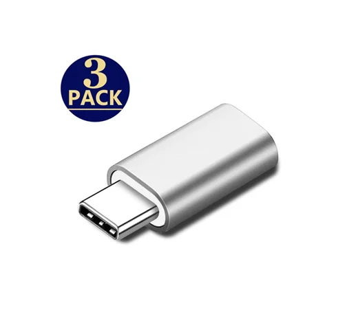 Серебристый Комплект из 3 предметов, для 8-контактный освещения USB C Тип-C Зарядное устройство Кабельный адаптер для подключения зарядного устройства для samsung S9 huawei P20 Pro Коврики 20 10 Lite - Цвет: Серебристый