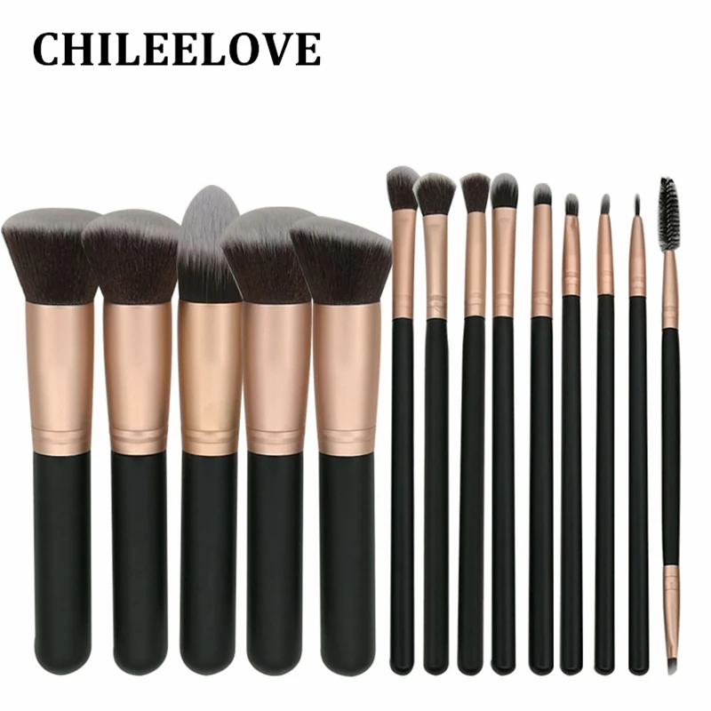 CHILEELOVE 14 шт./комплект Золотая база Косметика Макияж Кисти Набор для основы кисти румян тени век косметический