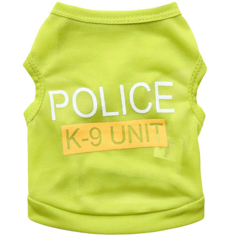 Полиция Отпечатано Черная Футболка Домашних Собак Пальто Одежда XS-L Hot Малый