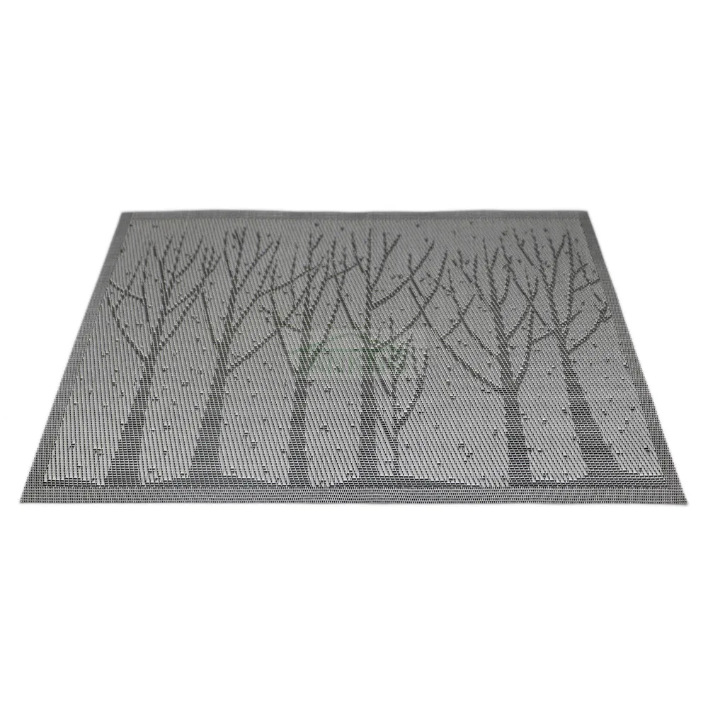 6PCS/Lot Grey Blue PVC Dining Table Mat Disc Forest Tree Pads Bowl Pad Coasters Waterproof Cloth Slip-resistant | Дом и сад