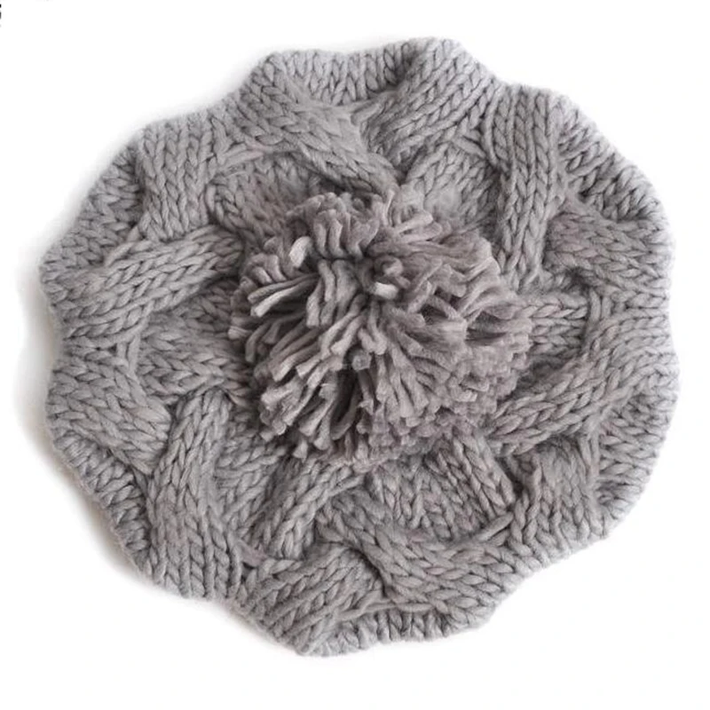 Новые Утепленные зимние женские береты шляпа для девочек вязаная шапка берет с