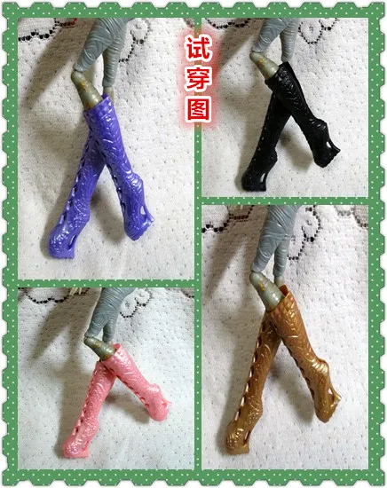 100 пар/лот сапоги на высоком каблуке смешанных цветов для куклы-монстры 1/6 куклы