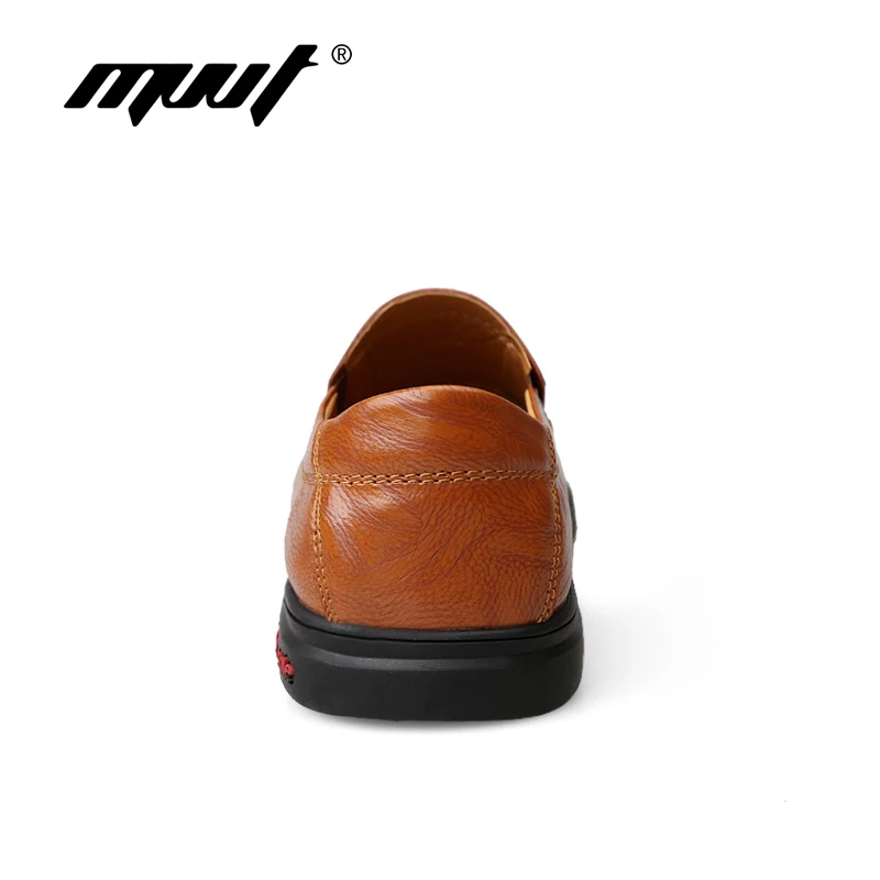 Мужские лоферы без застежки повседневные кожаные туфли на плоской подошве