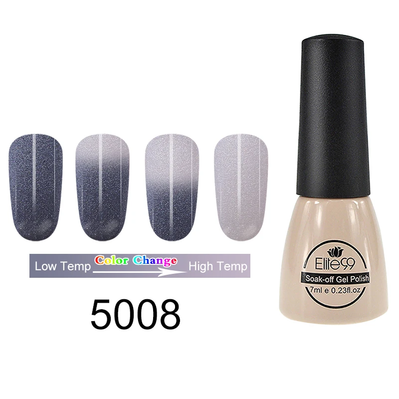 5008-7ml Elite99 термальный гель для ногтей, меняющий цвет, голографический лак для ногтей, блеск для горячей холодной температуры, отмачиваемый УФ-Гель-лак для ногтей - Цвет: 5008-7ml