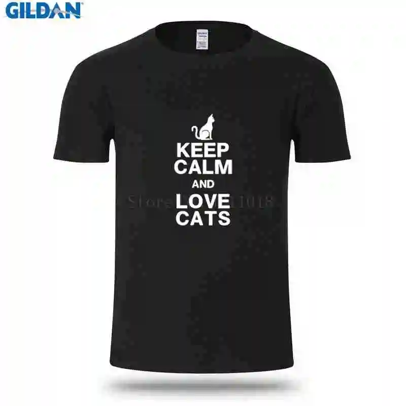 Новая модная футболка для Для мужчин 2018 большой Размеры Xxxl Keep Calm люблю кошек