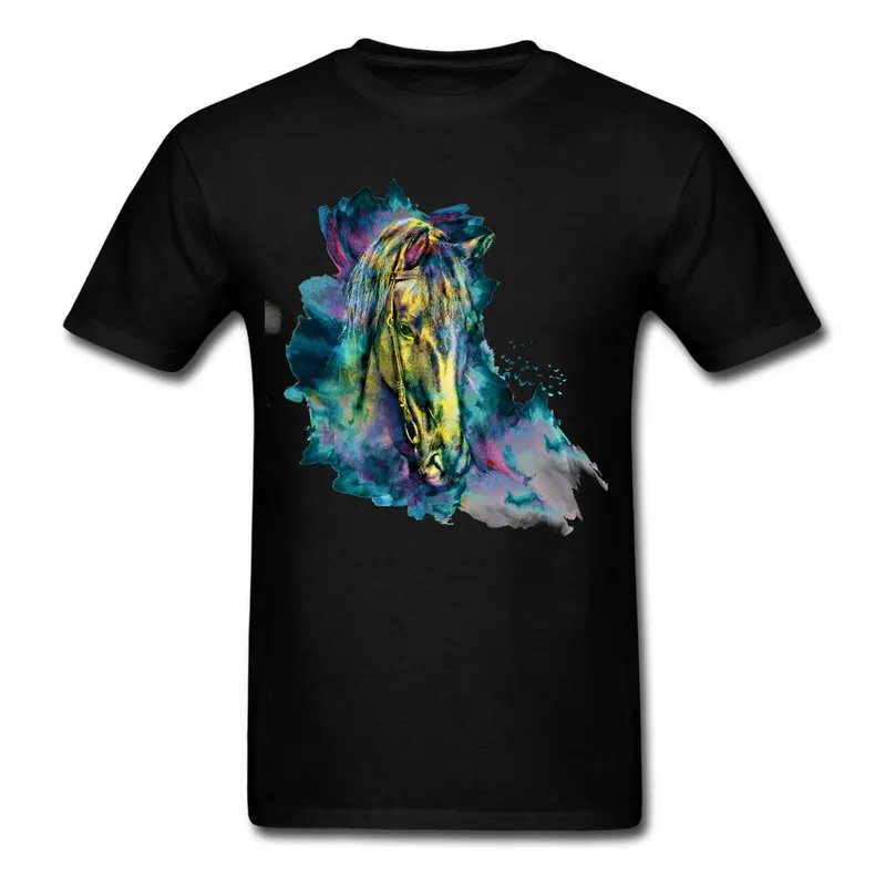 Личность Хлопок Молодежи Лошадь Прикован Красоты Футболки Продаж Дешевых