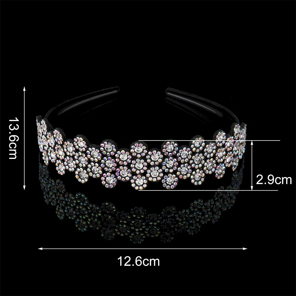 Повязка на голову Стразы с цветами для девушек модные неподвижные повязки волос