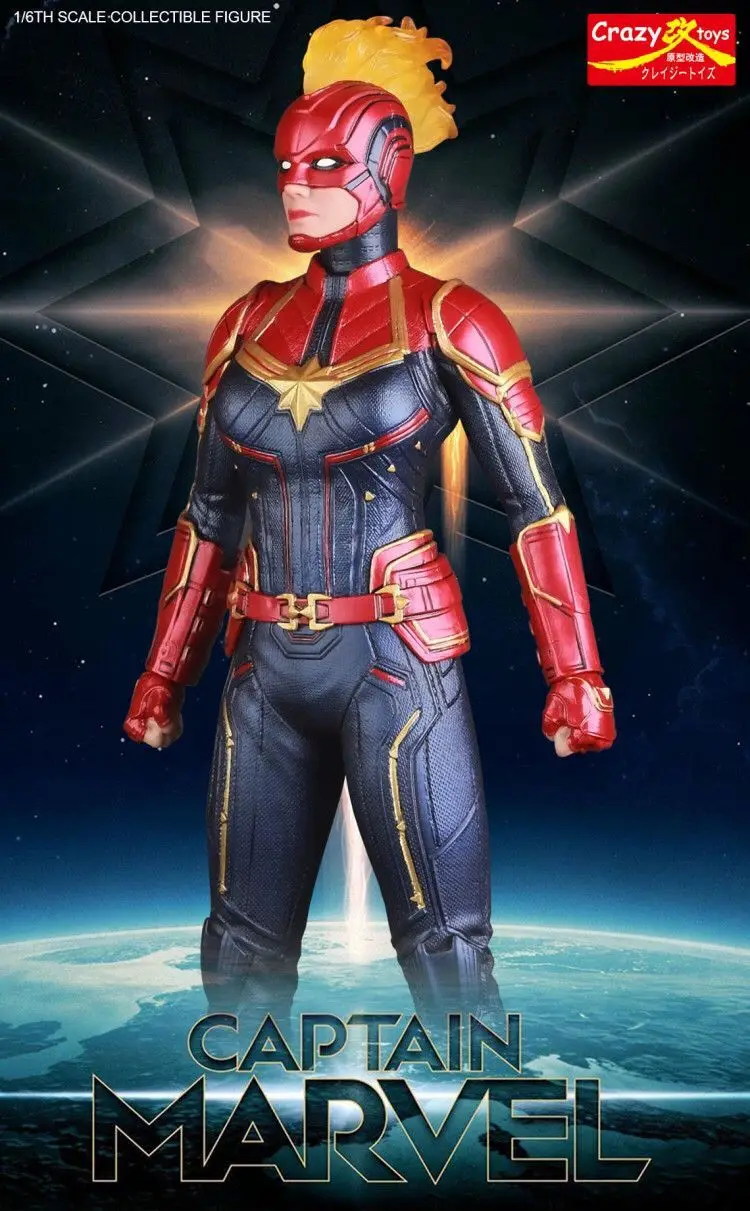 28 см Сумасшедшие игрушки Marvel Мстители супер герой Капитан Марвел статуя ПВХ