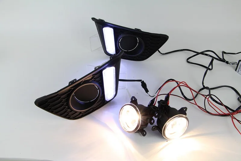 DRL and Fog lamp CSCSNL 1 комплект DRL Габаритные огни Дневной светильник вождения светильник с противотуманная фара для Honda jazz fit светодиодный аксессуары - Цвет: DRL and Fog lamp