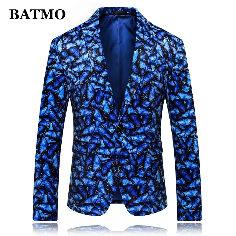 

Batmo 2019 Новое поступление Высококачественный бархатный Повседневный блейзер с принтом для мужчин, повседневные мужские куртки, костюмы для ...