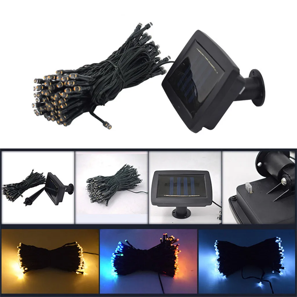 Открытый RF 12 м 100 LED Солнечная энергия Сказочный свет гирлянда лампа для вечеринки