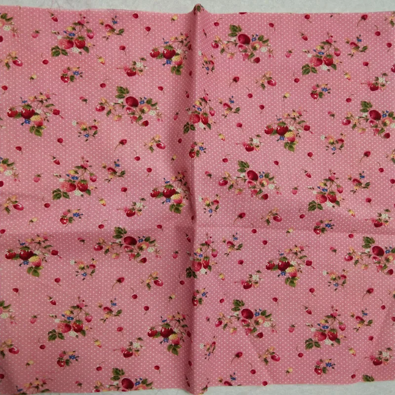 50x140 см романтичный 3 цвета маленький красный цветок и клубника в горошек Хлопок
