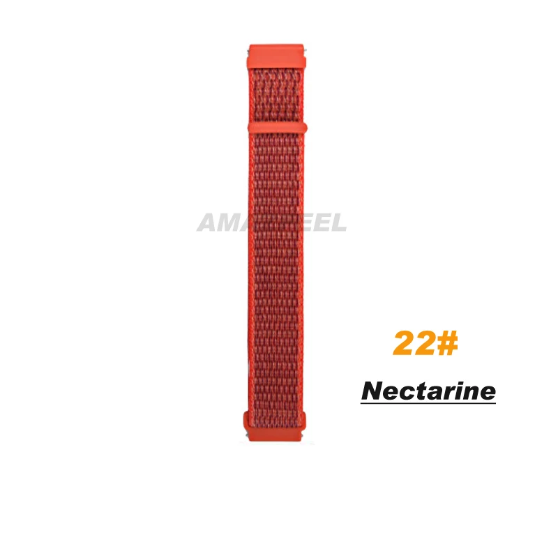 22. nectarine Спортивный ремешок для Amazfit ремешок Bip нейлоновый дышащий браслет на запястье для Amazfit Stratos 2 Pace ремешок для часов 20 мм 22 мм браслет - Цвет: 22. nectarine
