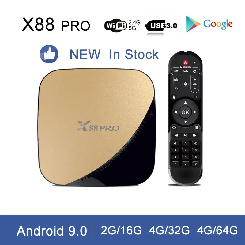 ТВ приставка X88 pro 4 Гб RAM 64 ГБ Android 9 0 Rockchip RK3318 четырехъядерный 2 & 5G двойной Wifi H.265