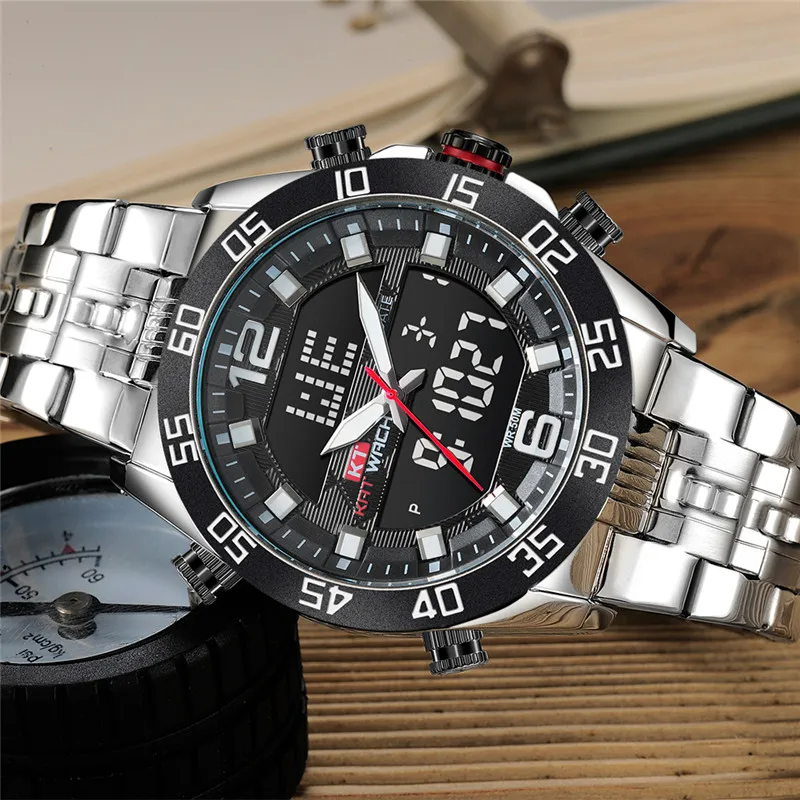 Мужские спортивные часы с большим циферблатом Кварцевые водонепроницаемые