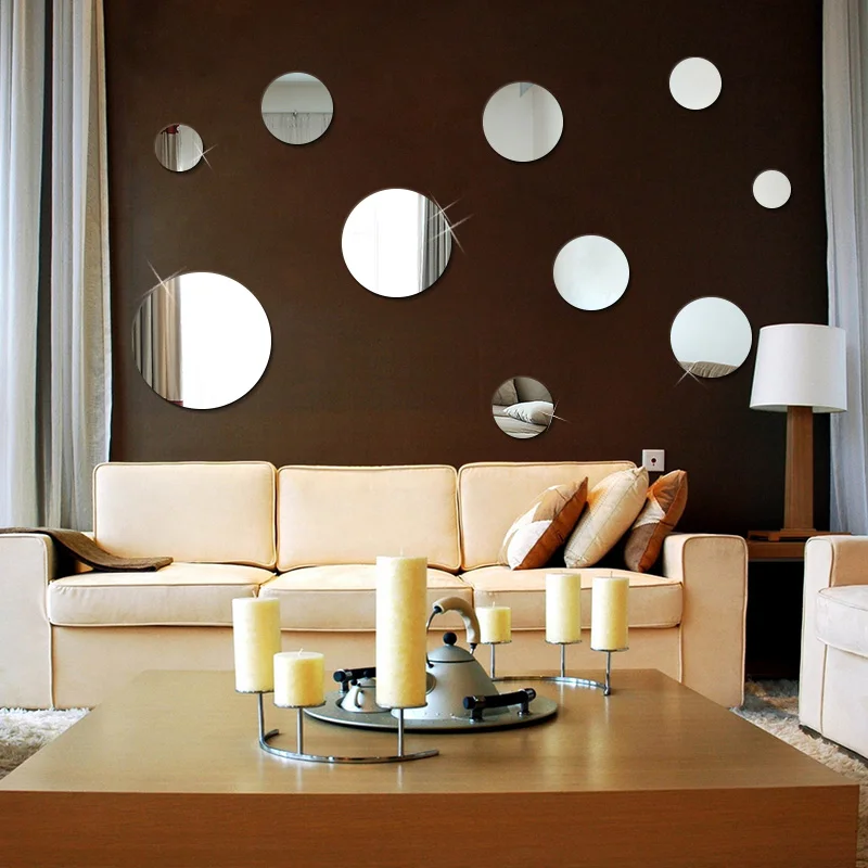 

Mirror round acrylic photo wall sticker creative personality 3D stickers bedroom bedside background wall surface decoration