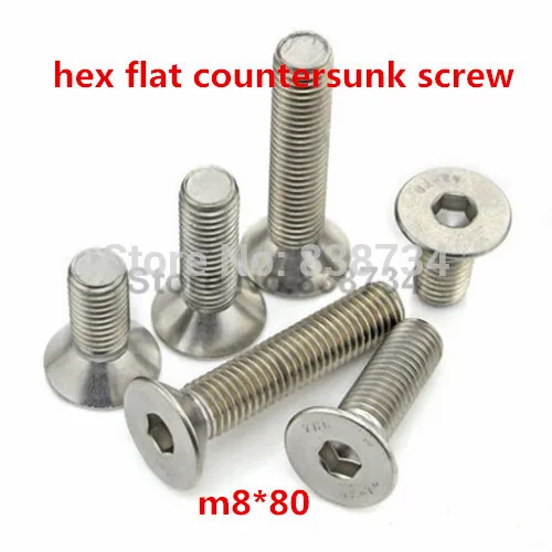10 шт. m8 * 80 a2 70 ss 304 нержавеющая сталь hex плоский винт с потайной m8|Винты| |